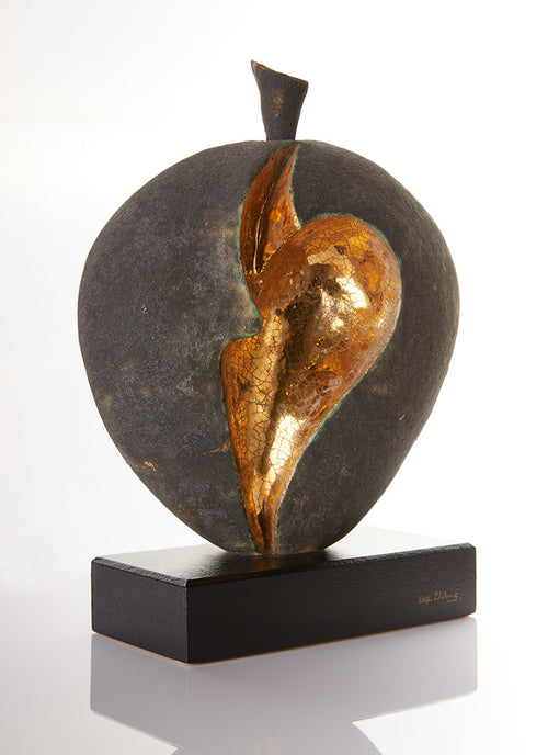 Haute Curature Alf Ekberg Black Stoneware Gold Gilding Damson Sculpture