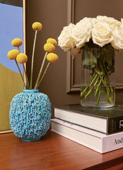 Haute Curature Gunnar Nylund Chamotte 'Hedgehog' Series, Sculpted Turquoise Vase, 1940s-50s