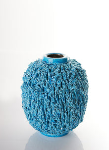 Haute Curature Gunnar Nylund Chamotte 'Hedgehog' Series, Sculpted Turquoise Vase, 1940s-50s