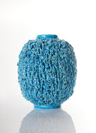 Haute Curature Gunnar Nylund Chamotte 'Hedgehog' Series, Sculpted Turquoise Vase, 1940s-50s