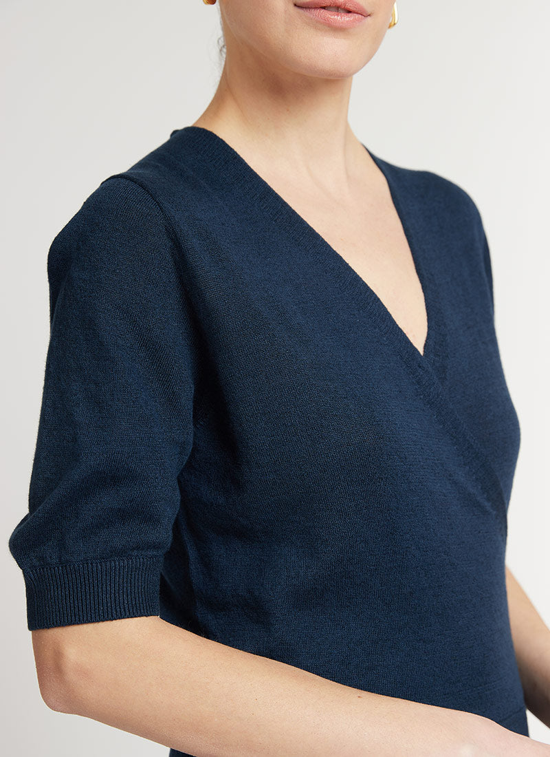 White+Warren Linen Wrap Top