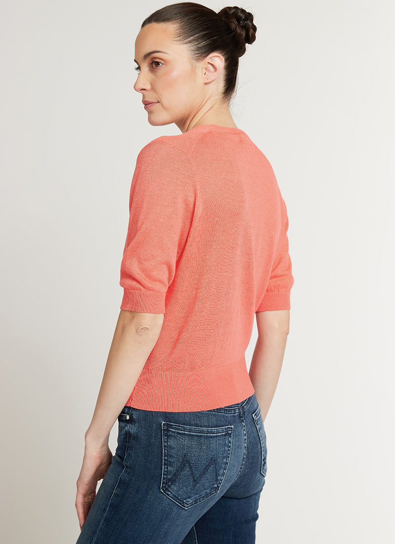 White+Warren Linen Wrap Top