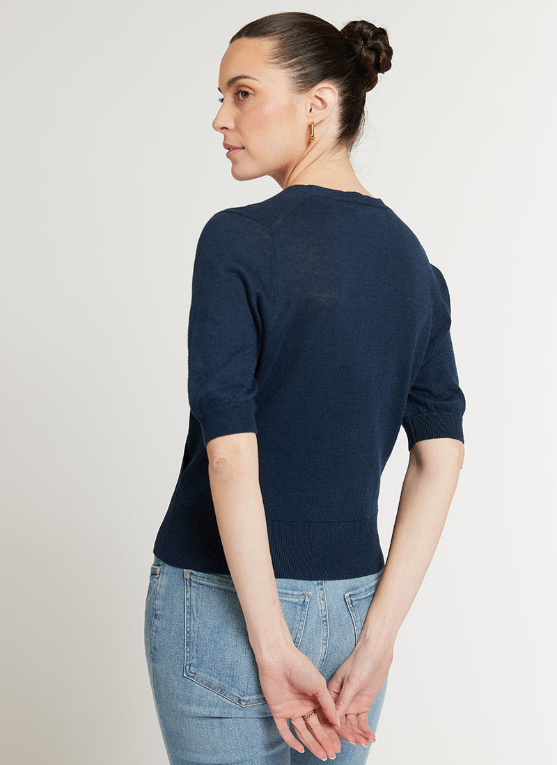 White+Warren Linen Wrap Top