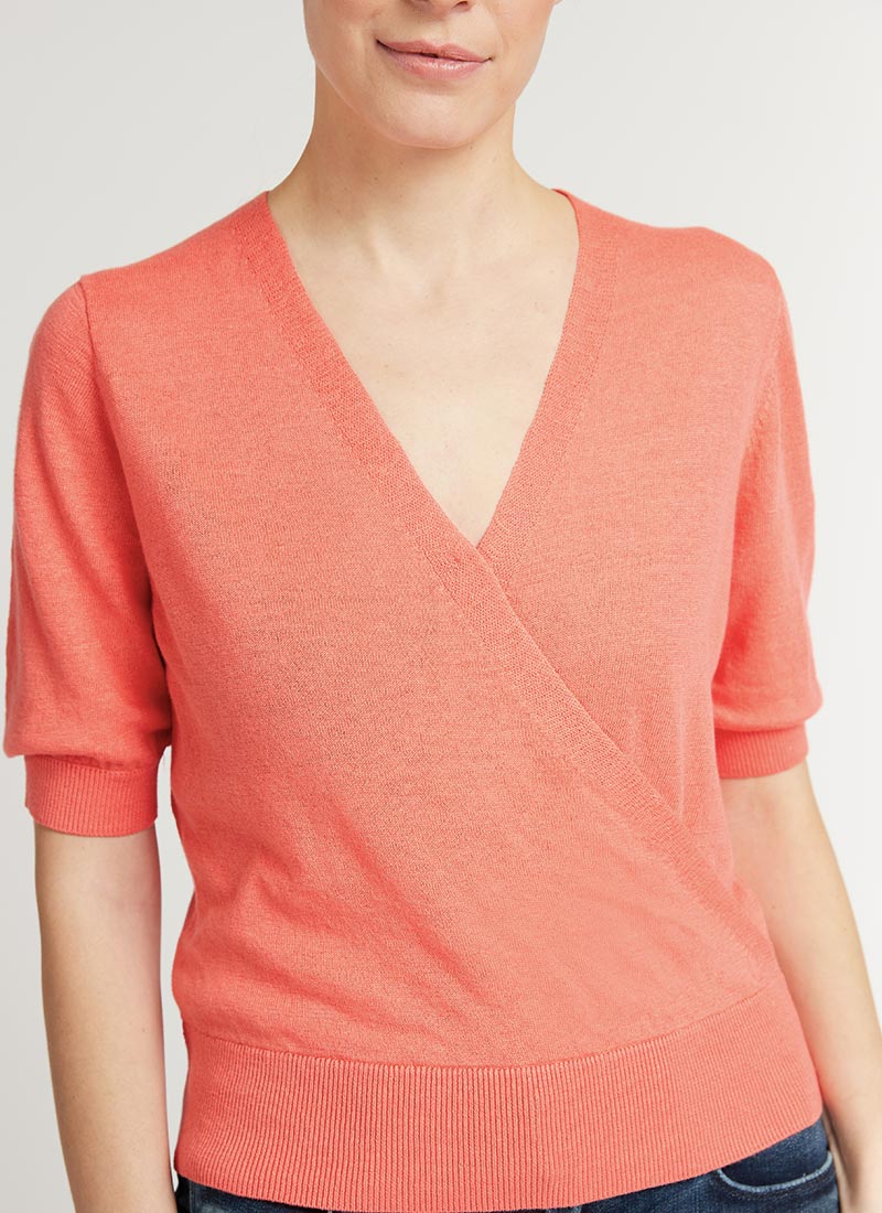 White+Warren Linen Wrap Top