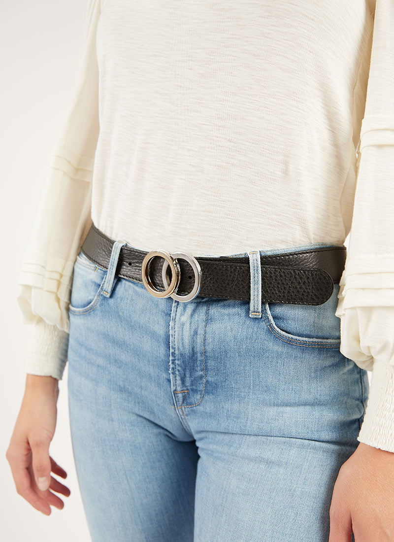 Otir Pebbled Leather Belt by Brave Leather | Andrews display picture 2