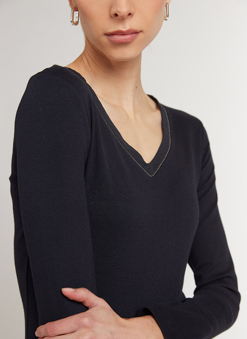 Fabiana Filippi Ribbed Jersey Long-Sleeve T-Shirt