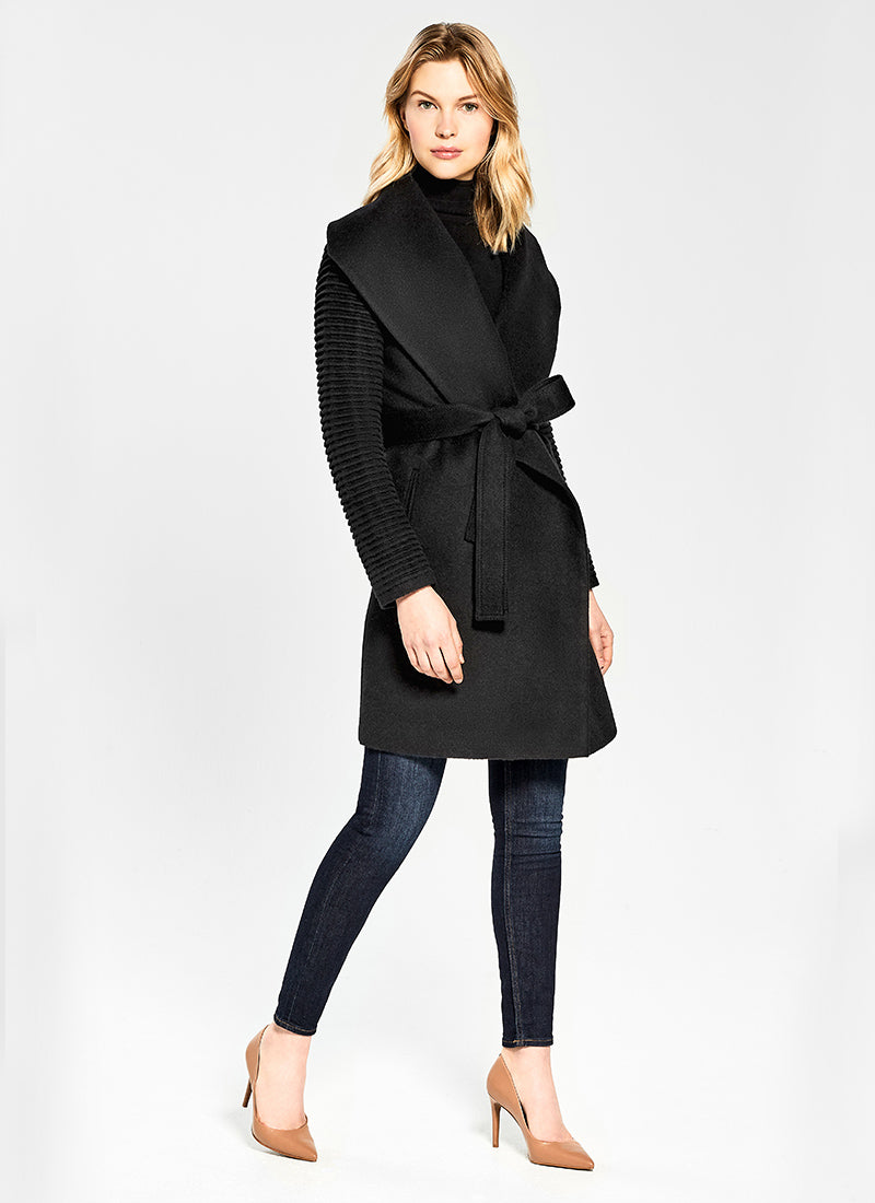 Senteler Ribbed Sleeves Midi Wrap Coat