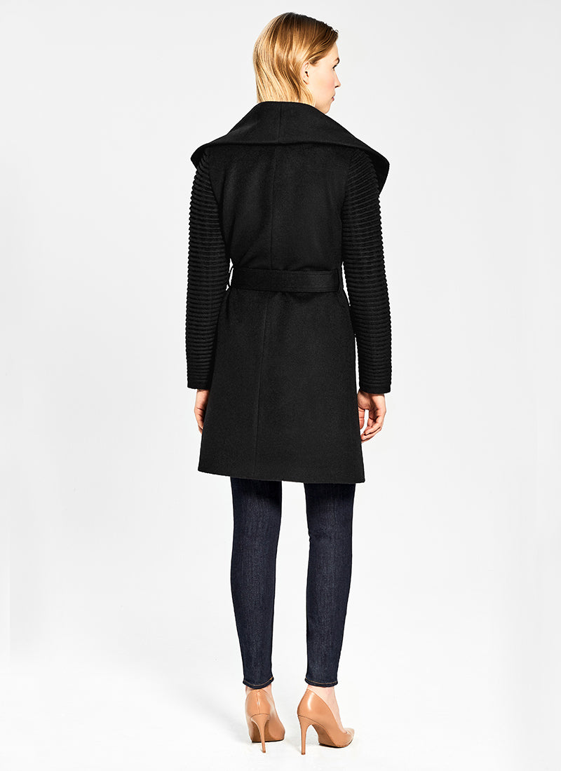 Senteler Ribbed Sleeves Midi Wrap Coat