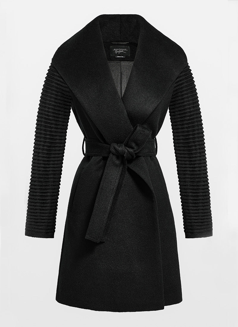Senteler Ribbed Sleeves Midi Wrap Coat