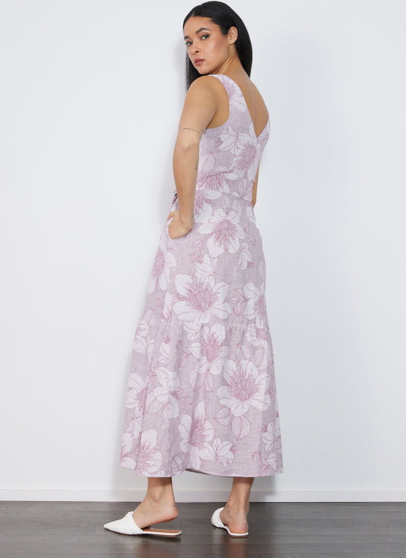 Rosso35 Waist-Tie Midi Floral Dress