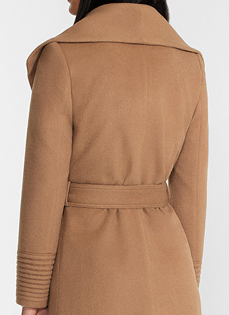 Senteler Mid-Length Shawl Collar Wrap Coat