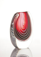 Haute Curature Vicke Lindstrand Modernist Red and White Stripe Sommerso Vase, 1950s