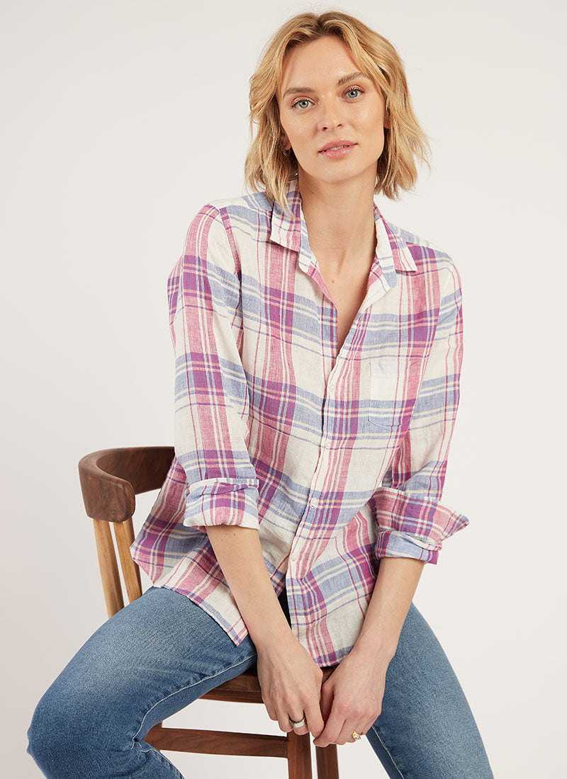 Frank & Eileen Barry Woven Pink Plaid Button-Up Shirt