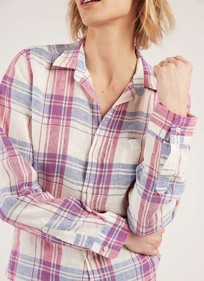 Frank & Eileen Barry Woven Pink Plaid Button-Up Shirt