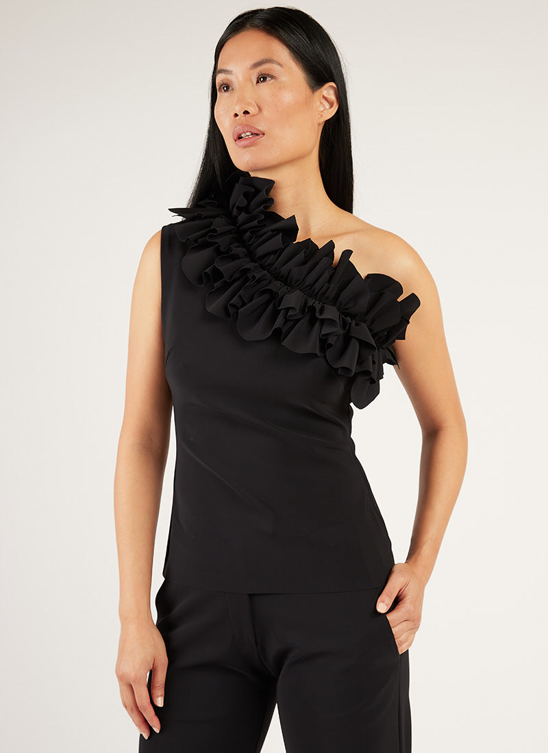 Greta Constantine Bastian Ruffle One-Shoulder Top