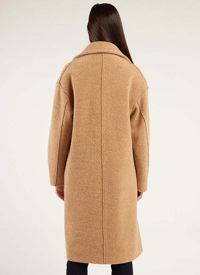 Cinzia Rocca Camel Wool Midi Wrap Coat
