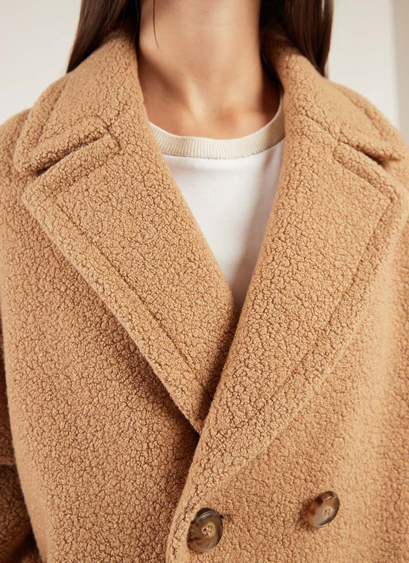 Cinzia Rocca Camel Wool Midi Wrap Coat