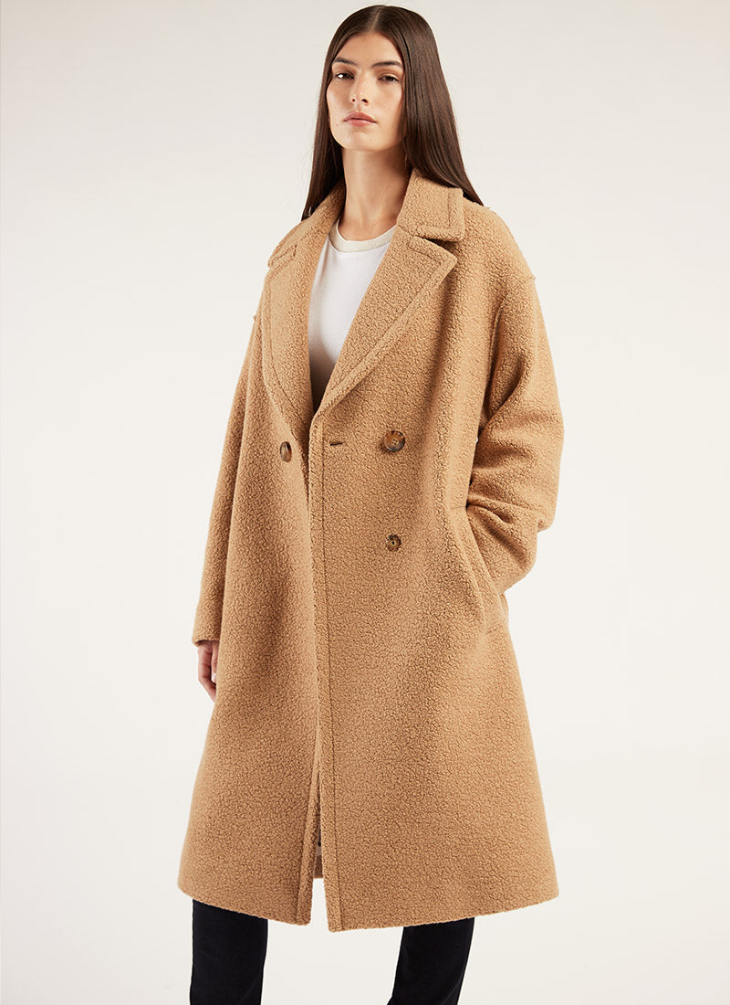 Cinzia Rocca Camel Wool Midi Wrap Coat