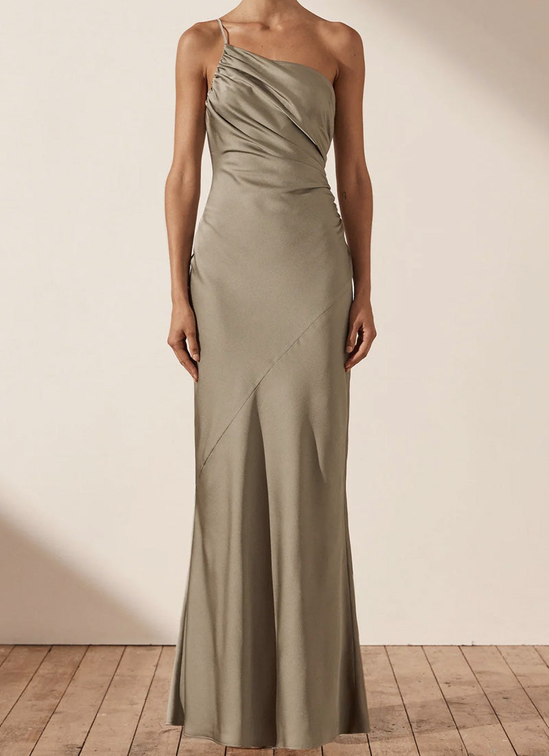 Shona Joy Luxe Asymmetrical Neck Maxi Dress
