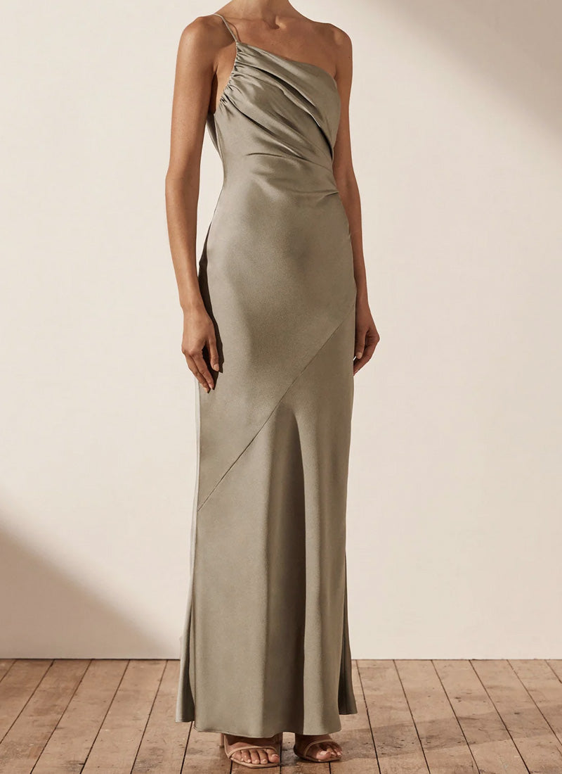 Shona Joy Luxe Asymmetrical Neck Maxi Dress