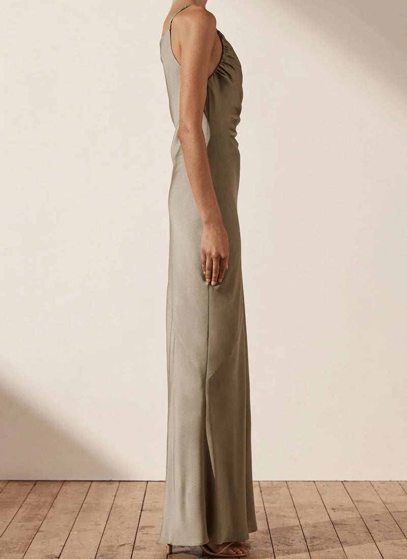 Shona Joy Luxe Asymmetrical Neck Maxi Dress