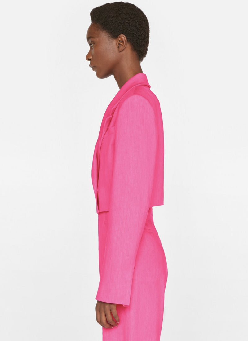 Frame Cropped Strong Shoulder Blazer