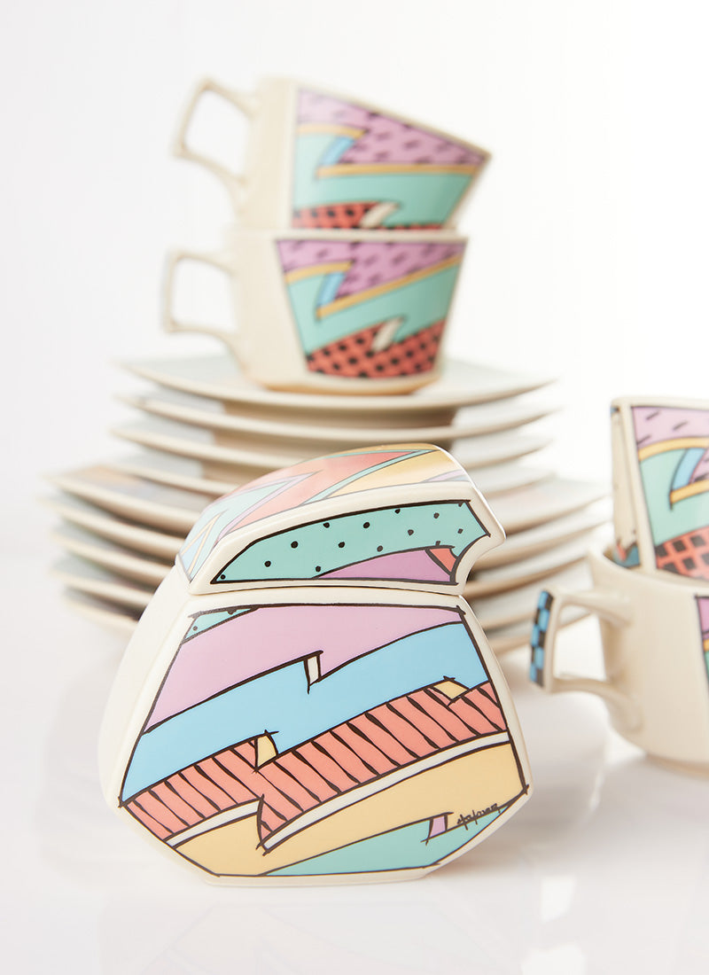 Haute Curature Dorothy Hafner Iconic Postmodern Tea Set for 5, 1980s