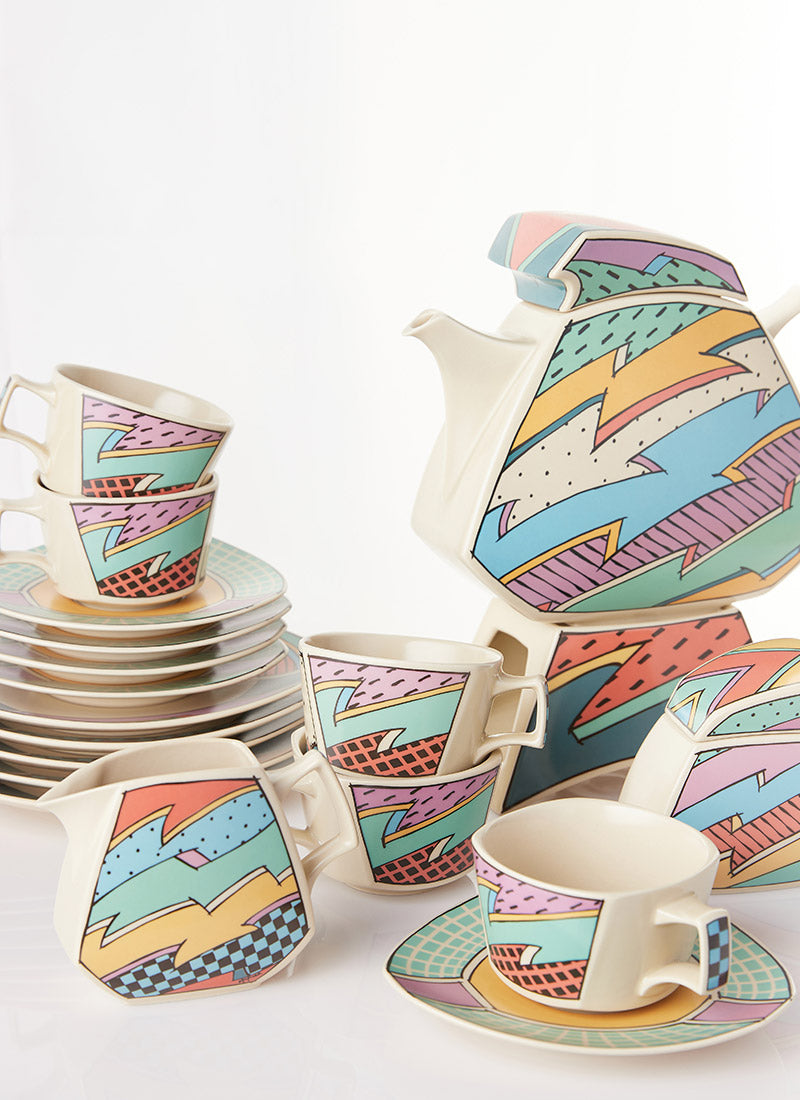 Haute Curature Dorothy Hafner Iconic Postmodern Tea Set for 5, 1980s