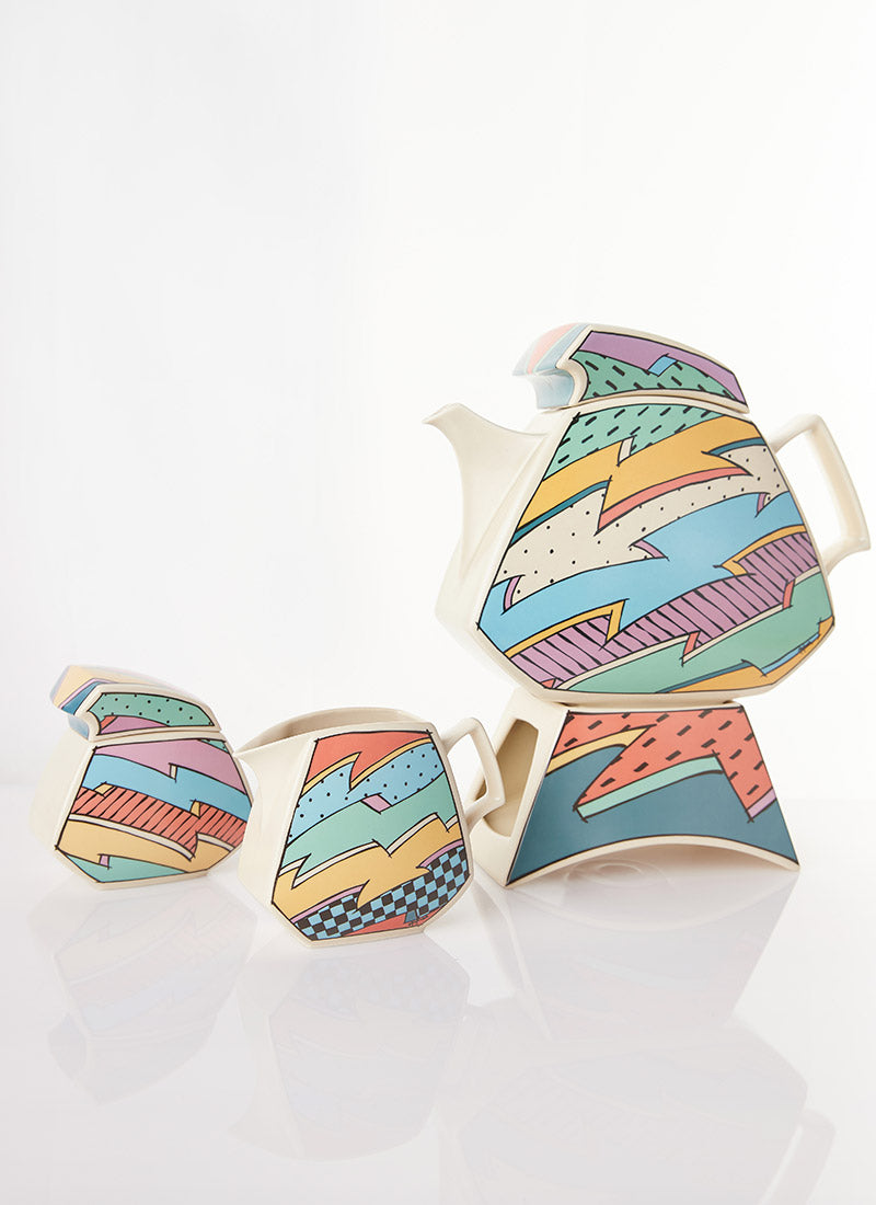 Haute Curature Dorothy Hafner Iconic Postmodern Tea Set for 5, 1980s