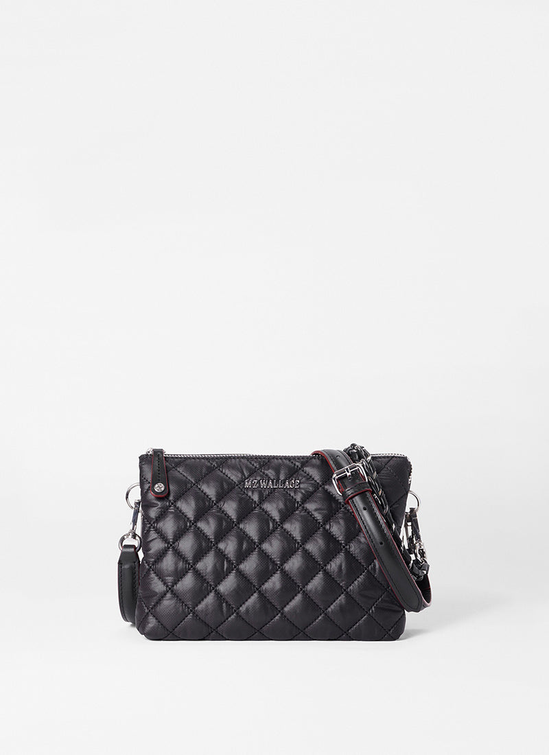 MZ WALLACE Crosby Pippa Quilted Crossbody Bag Black/Silver