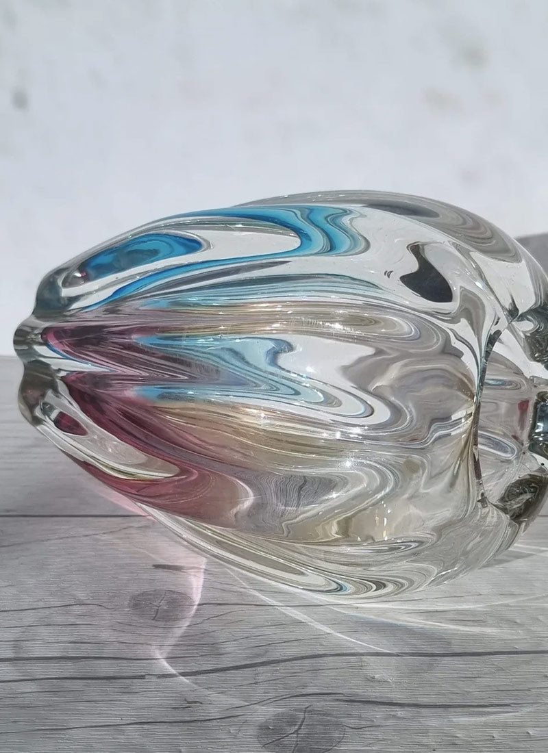 Haute Curature Sanyu Glassworks Narumi Rainbow Sommerso Abstract Cacao Pod Vase, 60s-70s
