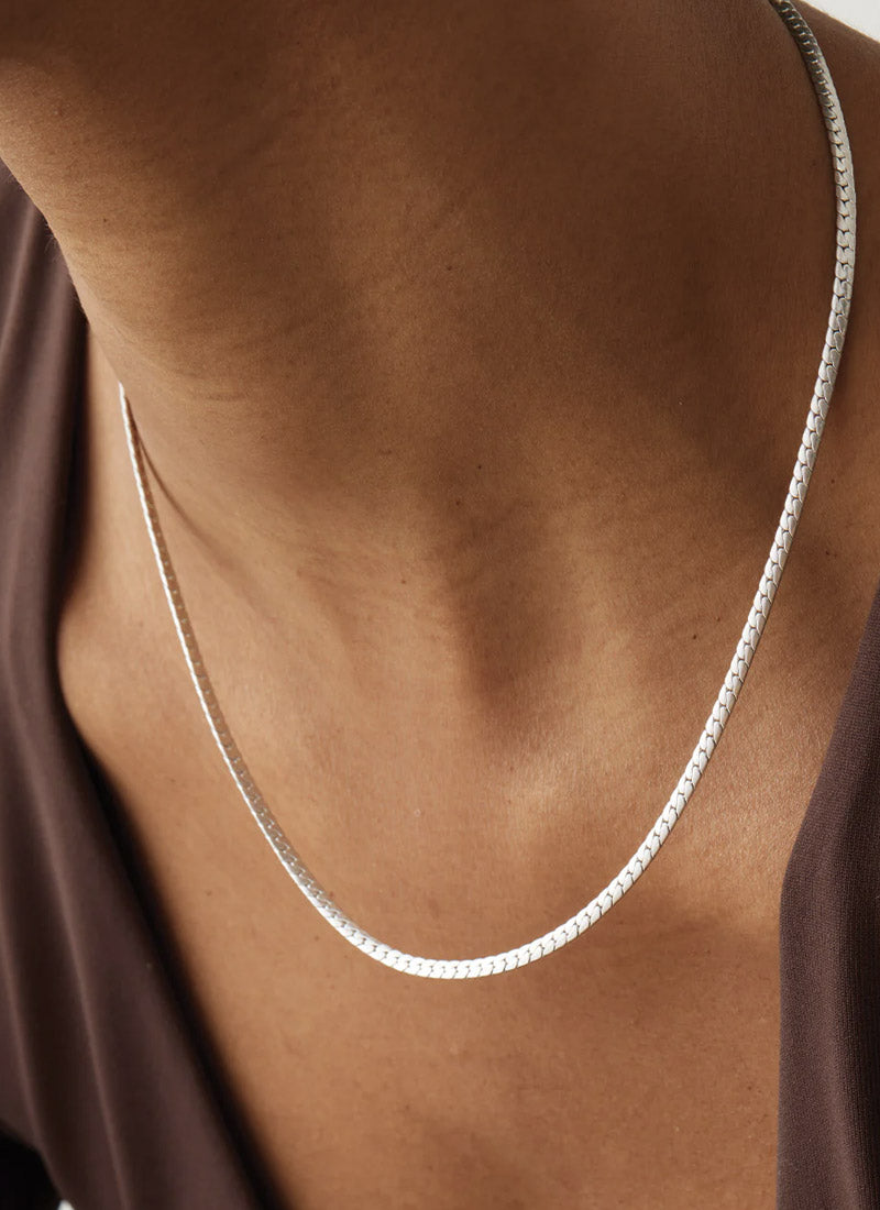 Jenny Bird Priya Silver Snake Chain Necklace