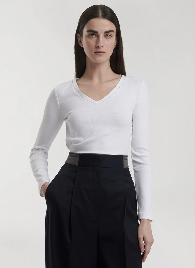 Fabiana Filippi Ribbed Jersey Long-Sleeve T-Shirt