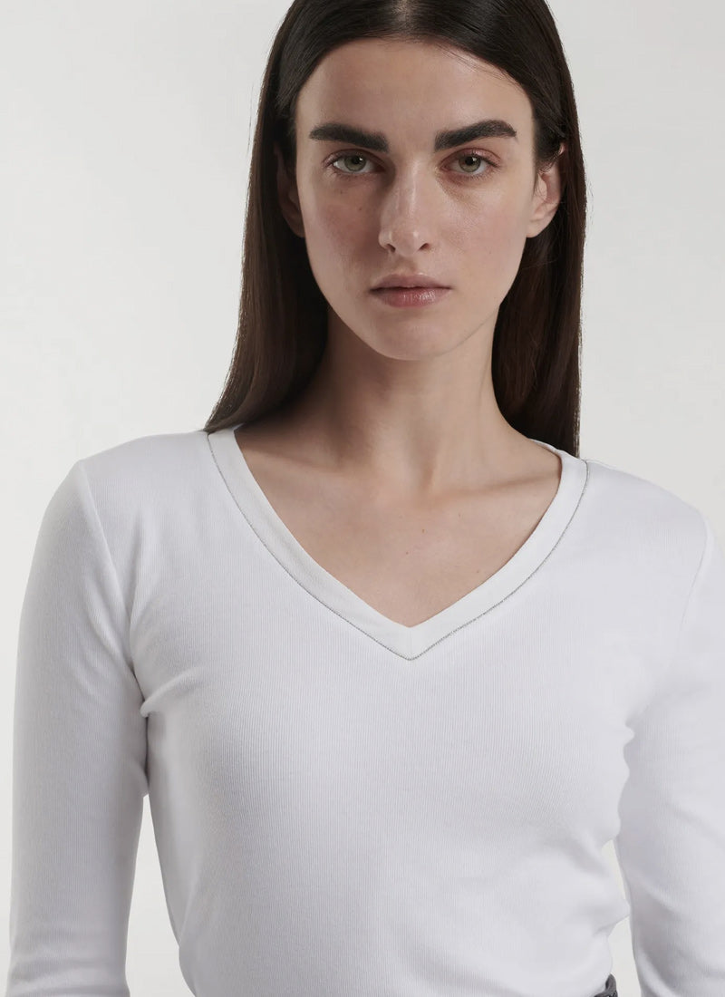Fabiana Filippi Ribbed Jersey Long-Sleeve T-Shirt