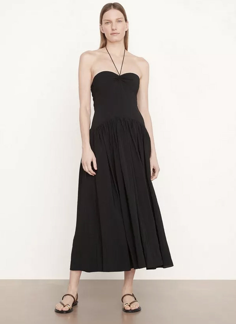 Vince Ruched Halter Neck Dress