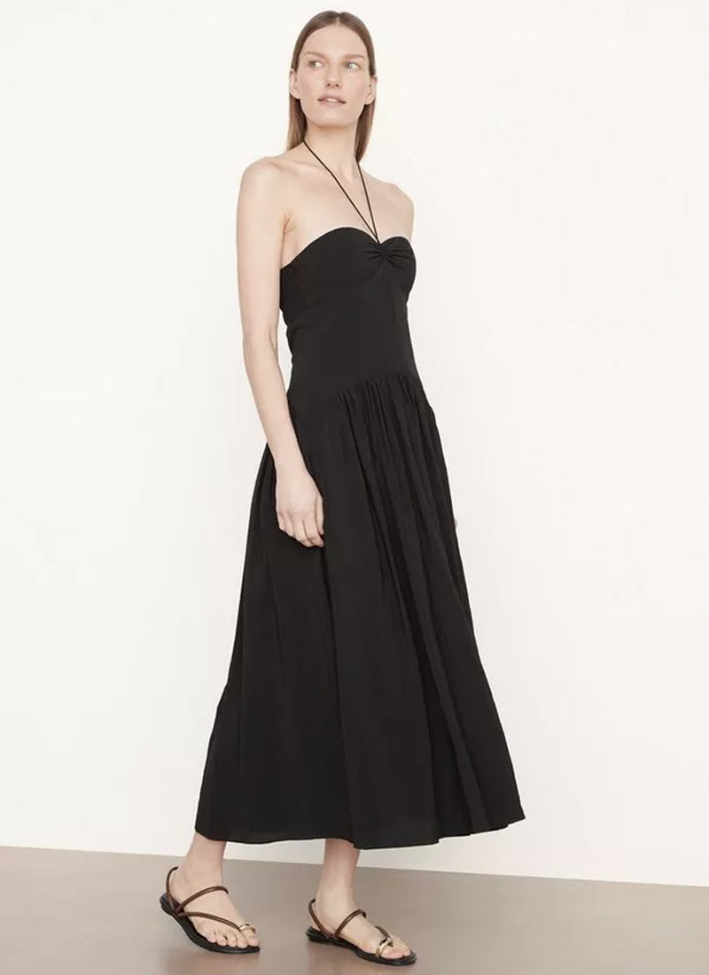 Vince Ruched Halter Neck Dress