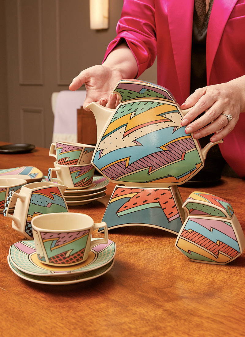 Haute Curature Dorothy Hafner Iconic Postmodern Tea Set for 5, 1980s