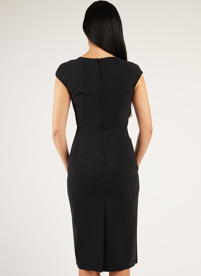 Greta Constantine Twisted Knot Detail Midi Dress