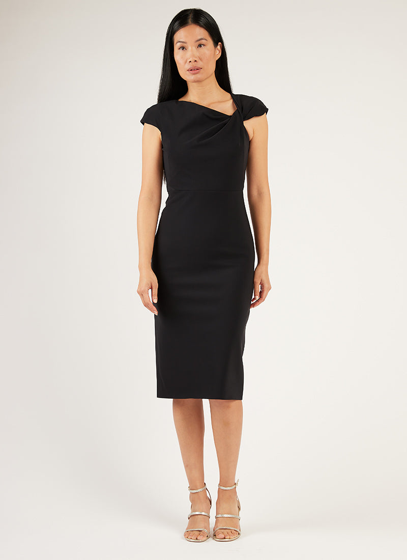 Greta Constantine Twisted Knot Detail Midi Dress