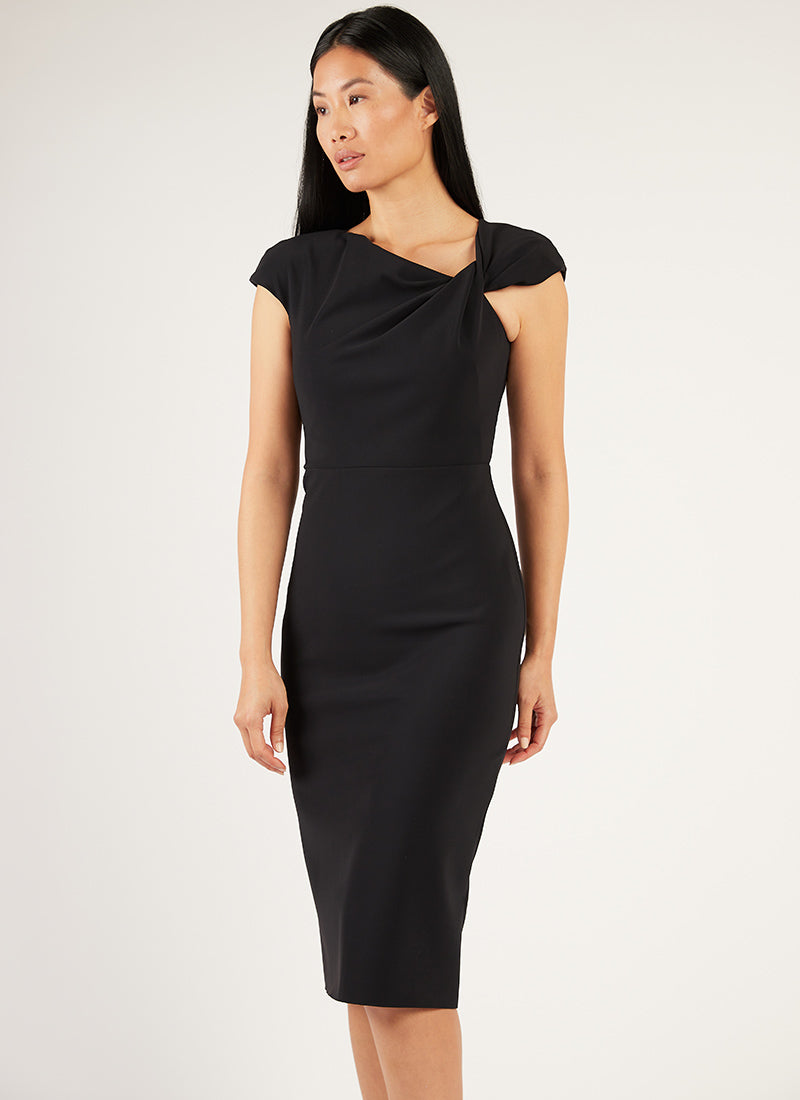 Greta Constantine Twisted Knot Detail Midi Dress