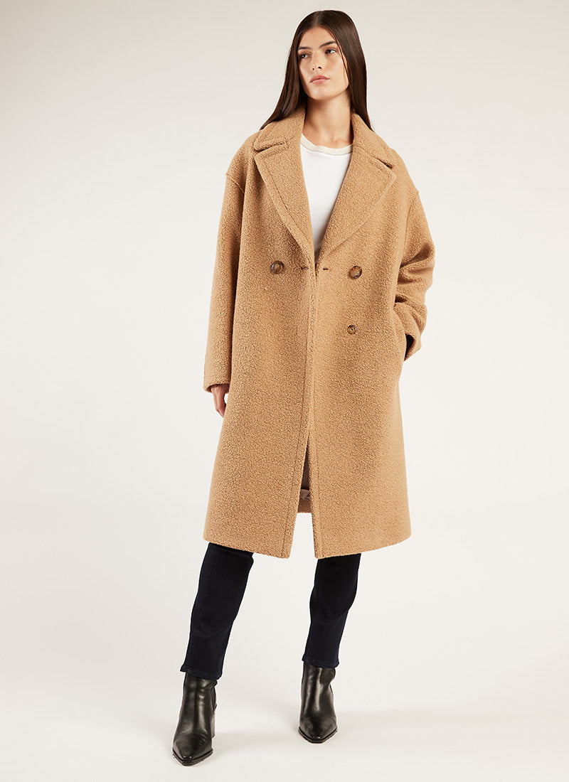 Cinzia Rocca Camel Wool Midi Wrap Coat